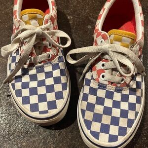 Vans Kids Red and Blue Checkered Sneakers